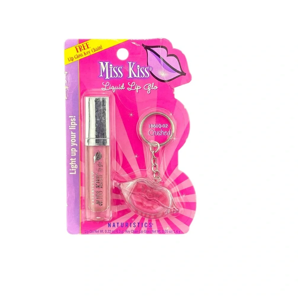 NIB Naturistics Miss Kiss Liquid Lip Glow with Key Chain Color Crushed